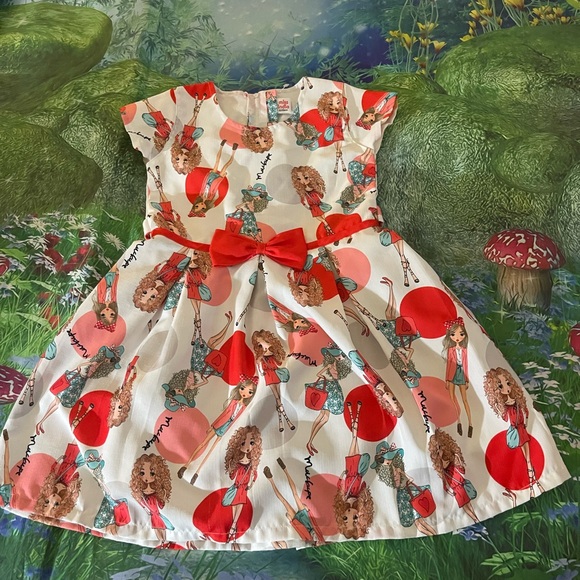 Miss India Other - Girl’s Fashionista Dress with Red Bow Accent, Size 2-4 Toddler, EUC
